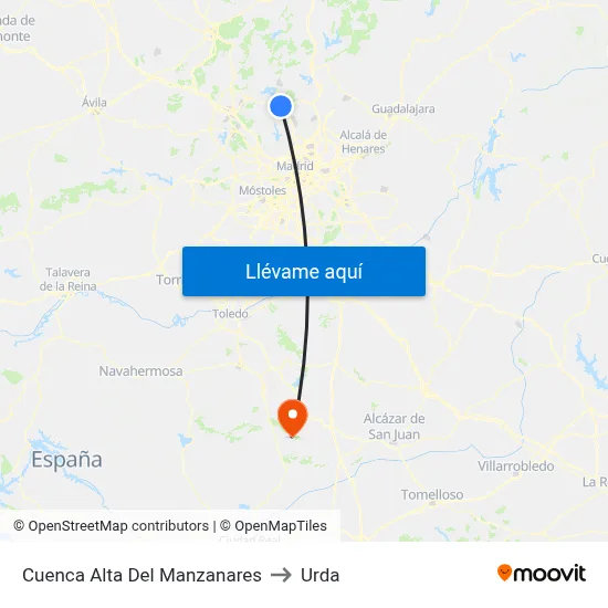 Cuenca Alta Del Manzanares to Urda map