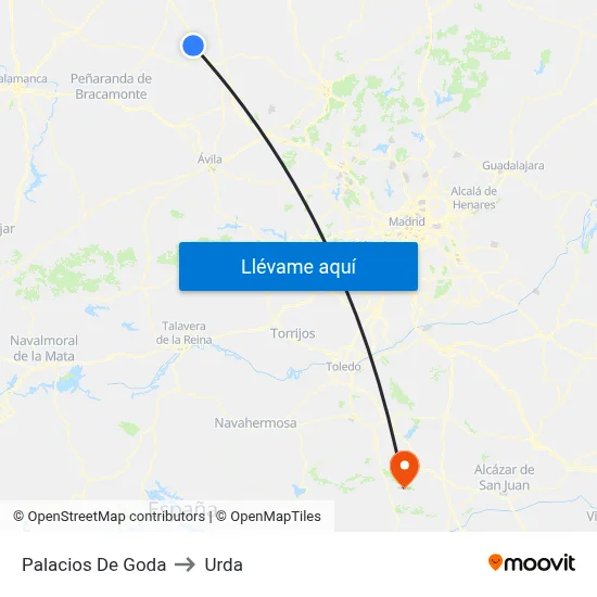 Palacios De Goda to Urda map