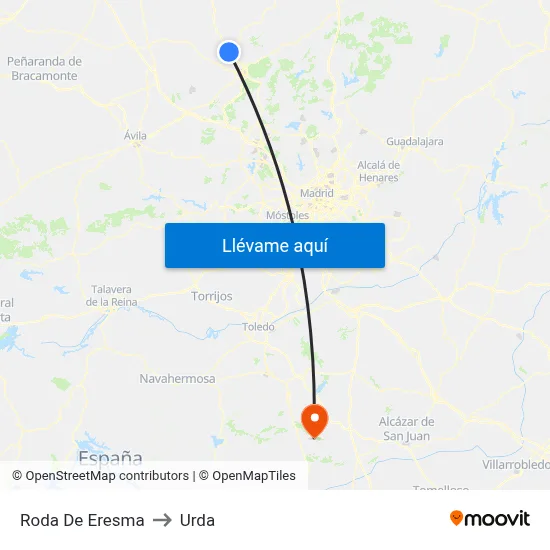 Roda De Eresma to Urda map