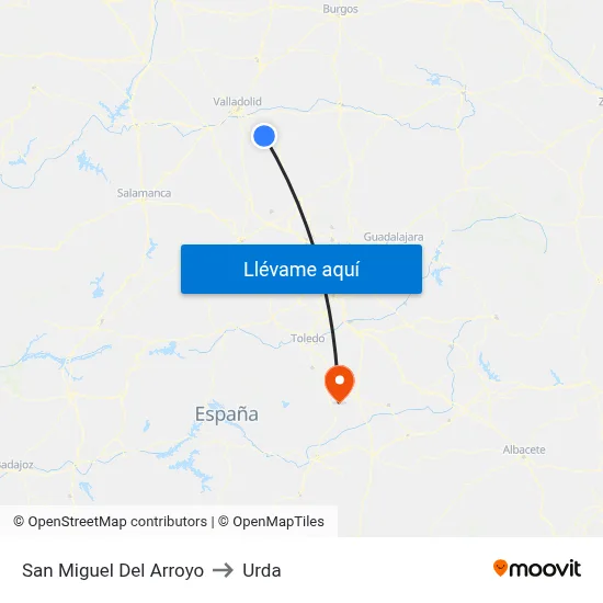 San Miguel Del Arroyo to Urda map