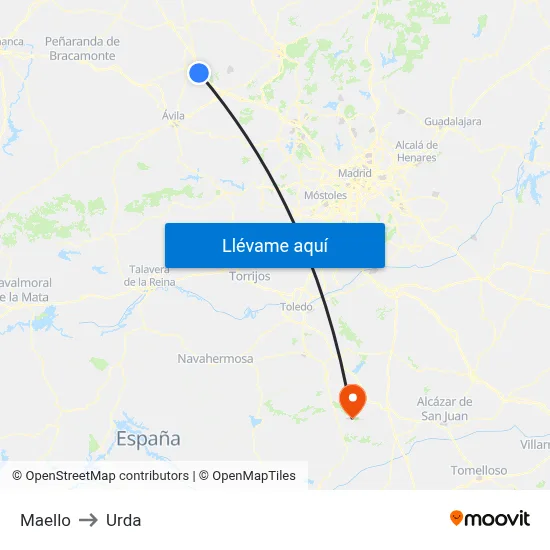 Maello to Urda map