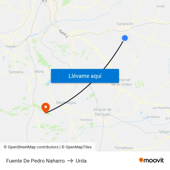 Fuente De Pedro Naharro to Urda map