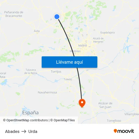 Abades to Urda map