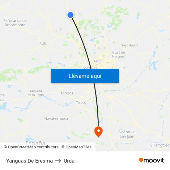 Yanguas De Eresma to Urda map