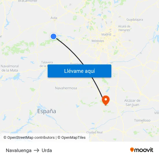Navaluenga to Urda map