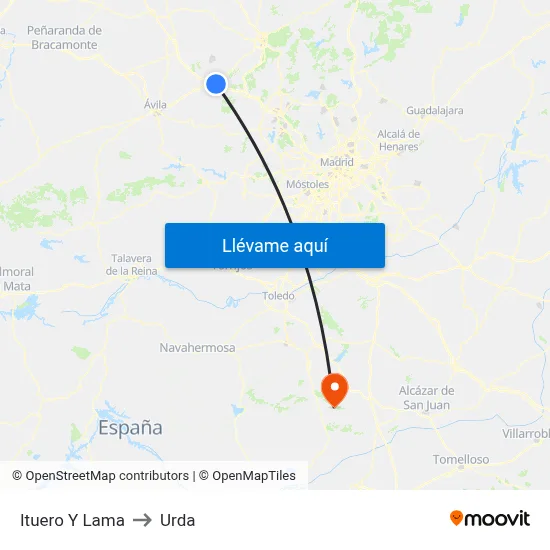 Ituero Y Lama to Urda map
