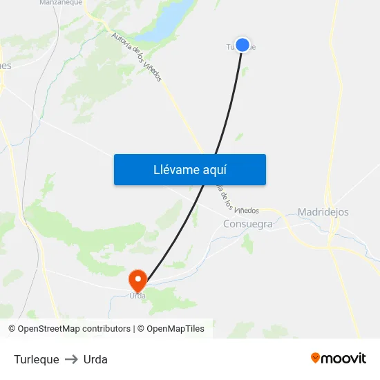 Turleque to Urda map