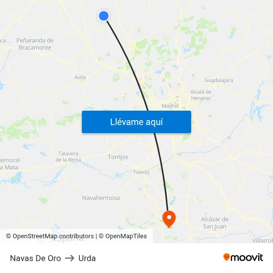 Navas De Oro to Urda map