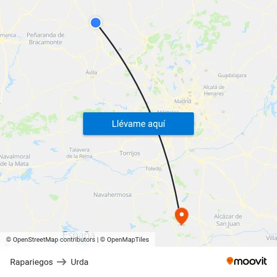 Rapariegos to Urda map