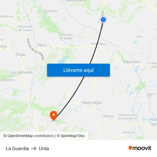 La Guardia to Urda map