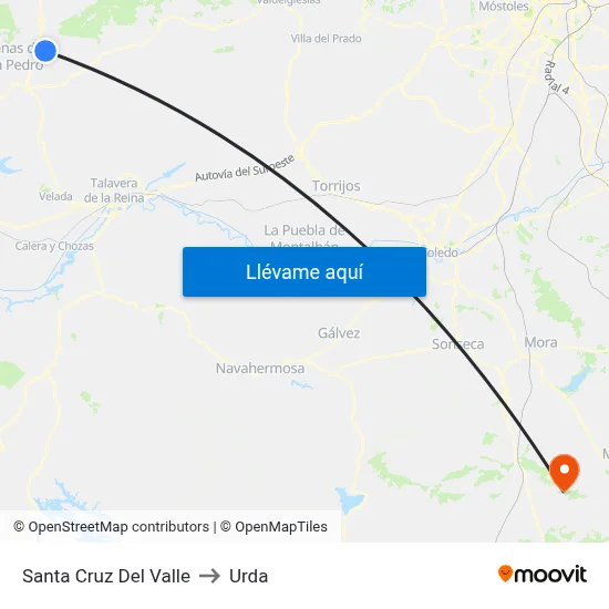 Santa Cruz Del Valle to Urda map