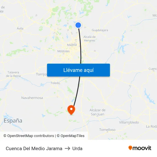 Cuenca Del Medio Jarama to Urda map