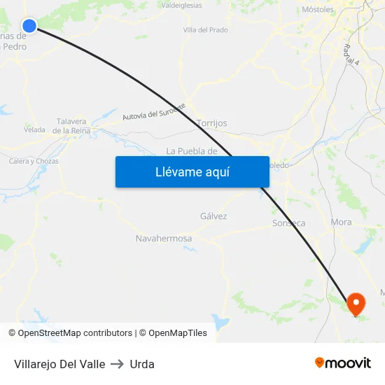 Villarejo Del Valle to Urda map