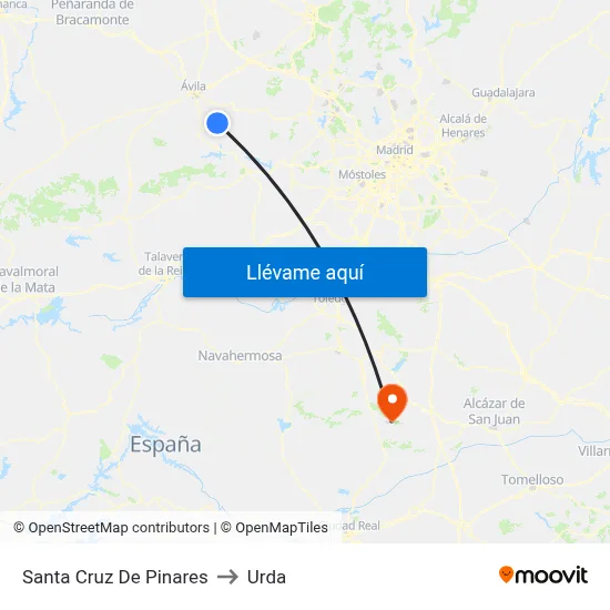 Santa Cruz De Pinares to Urda map