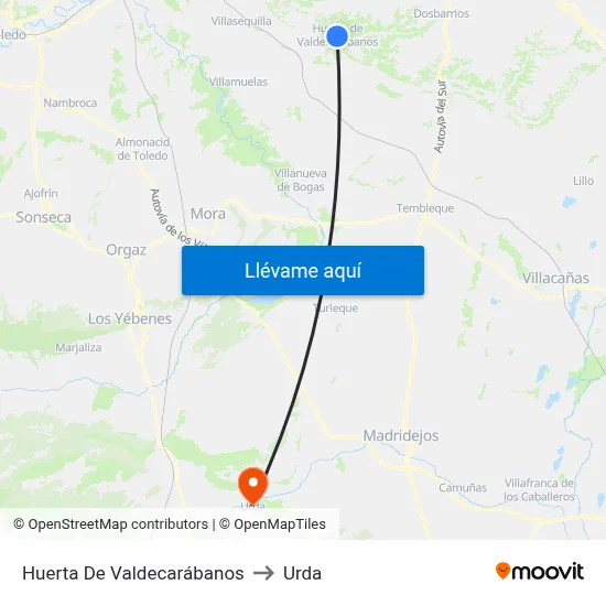 Huerta De Valdecarábanos to Urda map
