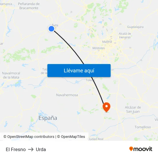 El Fresno to Urda map