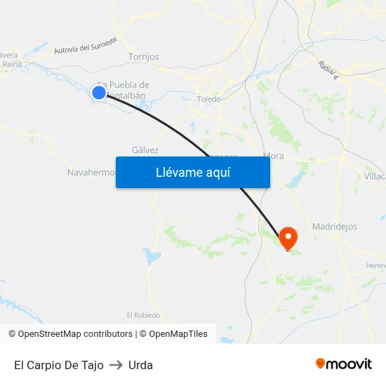 El Carpio De Tajo to Urda map