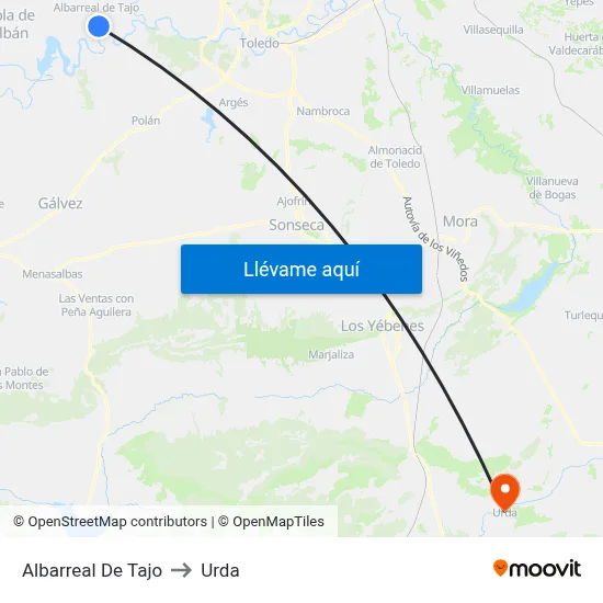 Albarreal De Tajo to Urda map