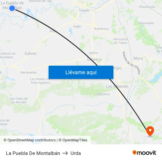 La Puebla De Montalbán to Urda map