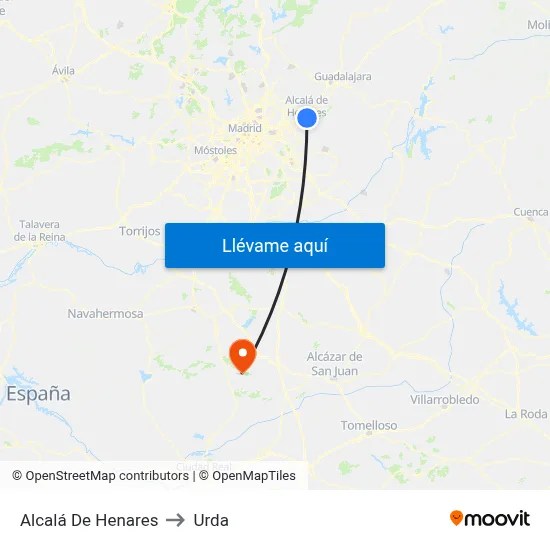 Alcalá De Henares to Urda map