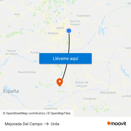 Mejorada Del Campo to Urda map