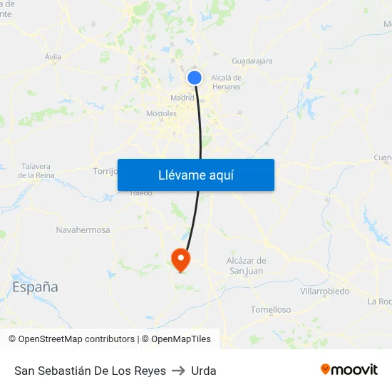 San Sebastián De Los Reyes to Urda map