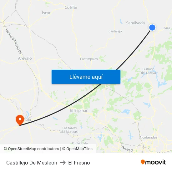 Castillejo De Mesleón to El Fresno map