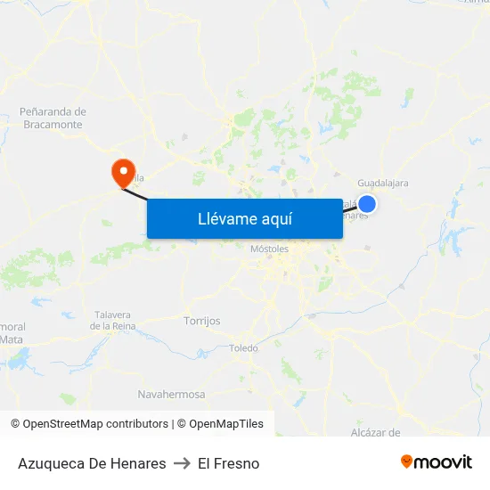 Azuqueca De Henares to El Fresno map