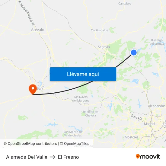 Alameda Del Valle to El Fresno map
