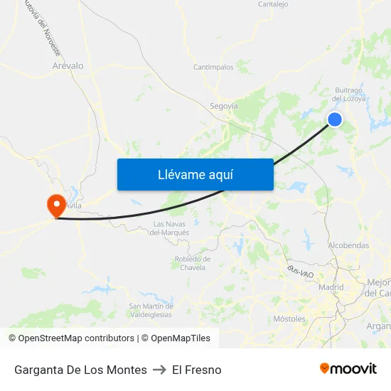 Garganta De Los Montes to El Fresno map