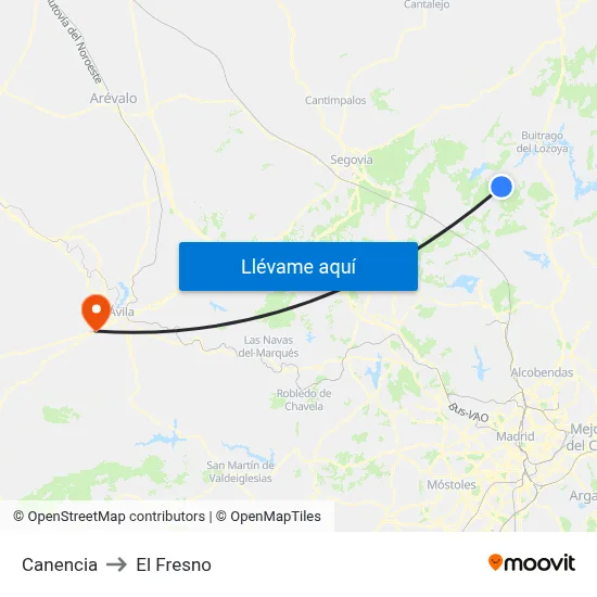 Canencia to El Fresno map