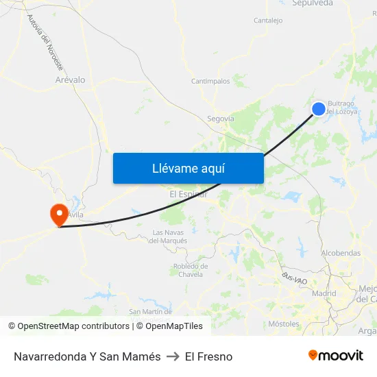 Navarredonda Y San Mamés to El Fresno map