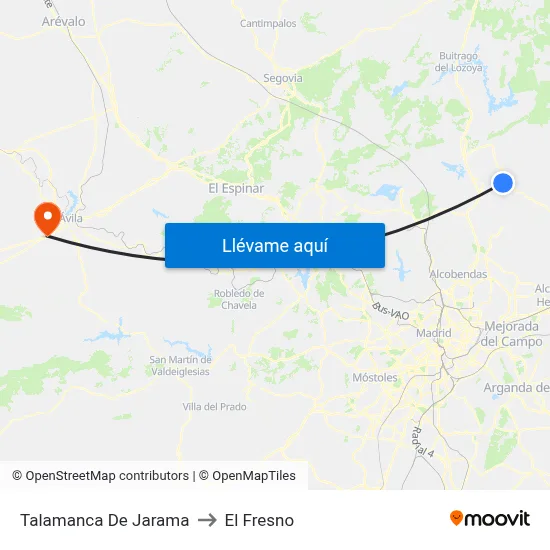 Talamanca De Jarama to El Fresno map