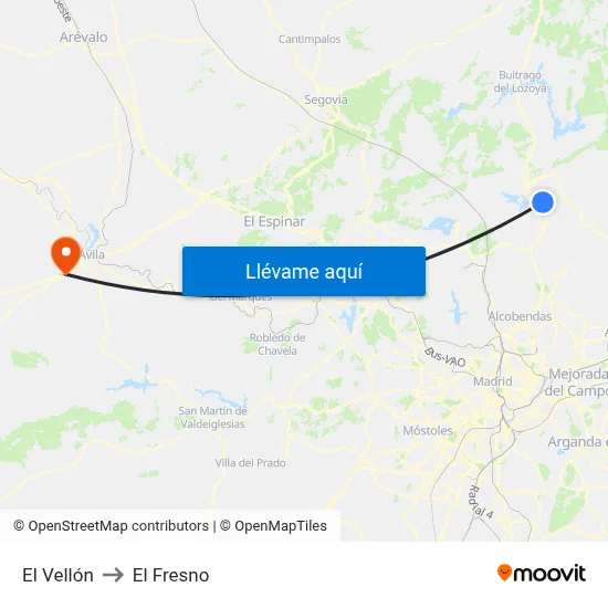 El Vellón to El Fresno map