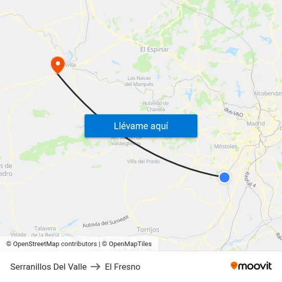 Serranillos Del Valle to El Fresno map