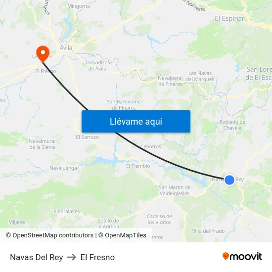 Navas Del Rey to El Fresno map