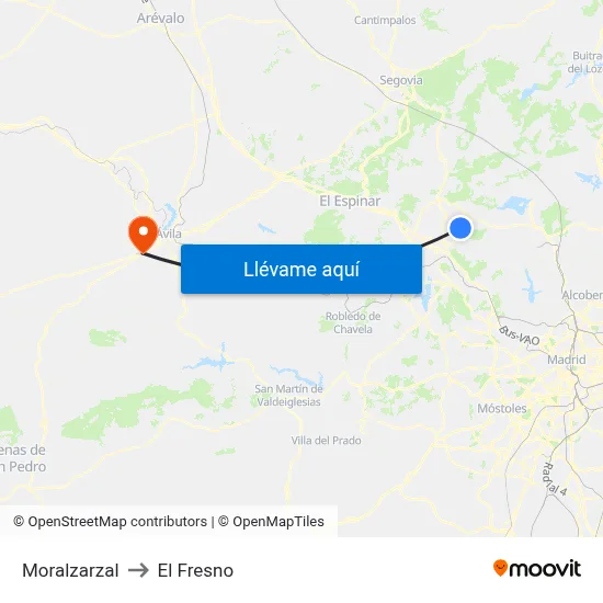 Moralzarzal to El Fresno map