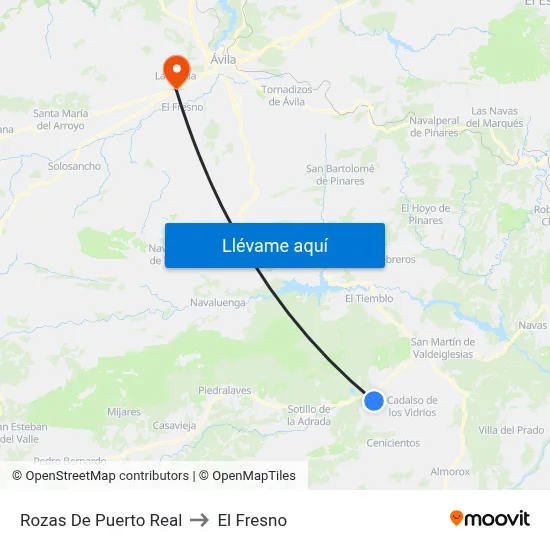 Rozas De Puerto Real to El Fresno map