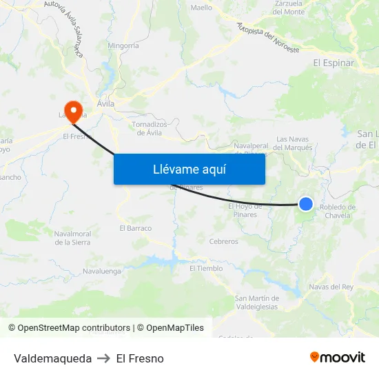 Valdemaqueda to El Fresno map