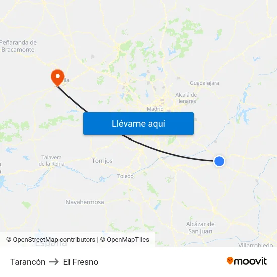 Tarancón to El Fresno map