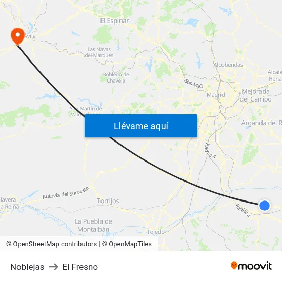 Noblejas to El Fresno map