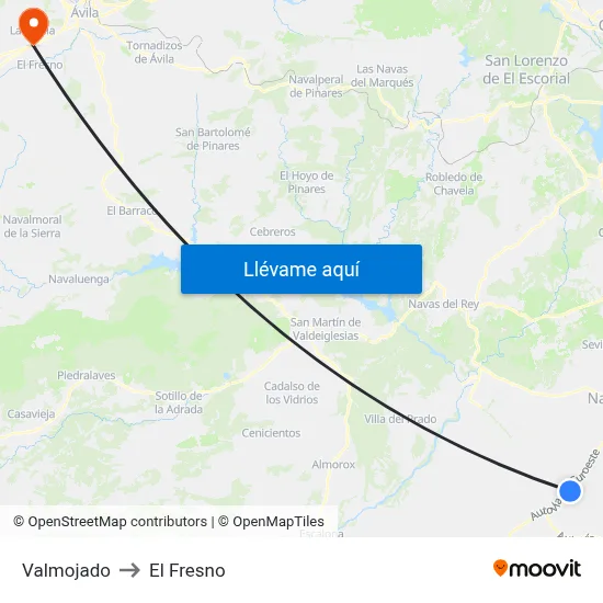 Valmojado to El Fresno map