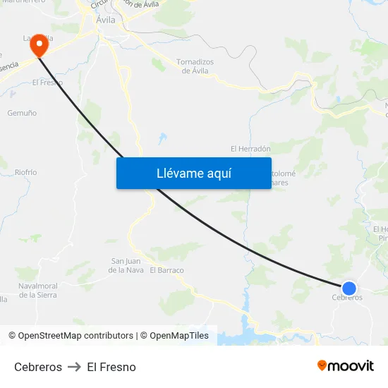 Cebreros to El Fresno map