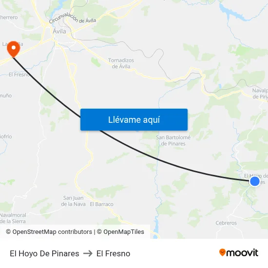 El Hoyo De Pinares to El Fresno map