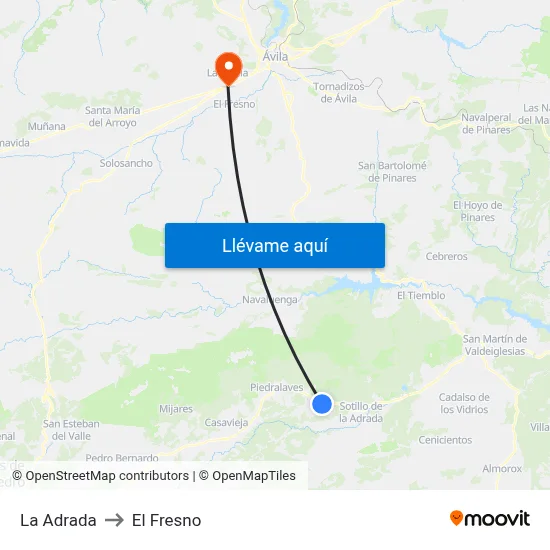 La Adrada to El Fresno map