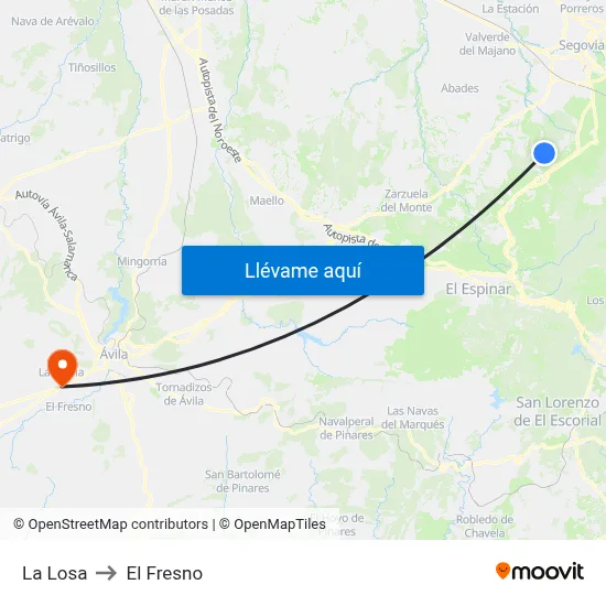 La Losa to El Fresno map