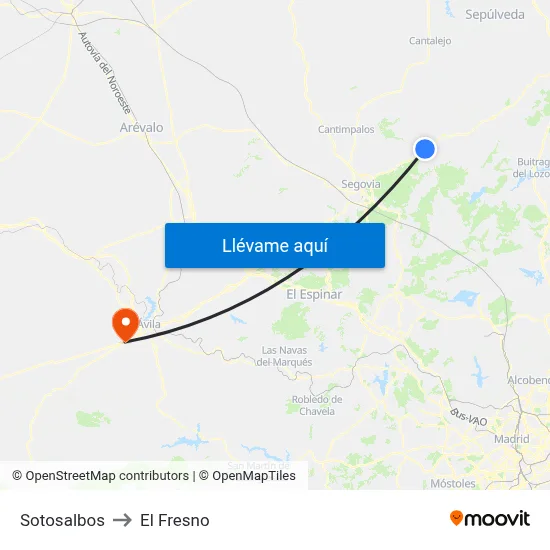 Sotosalbos to El Fresno map