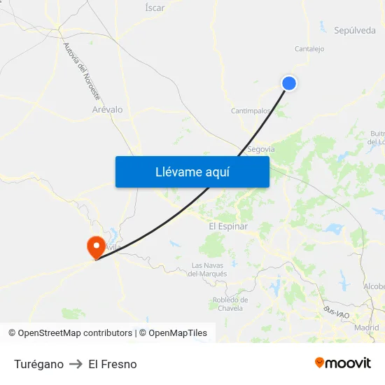 Turégano to El Fresno map