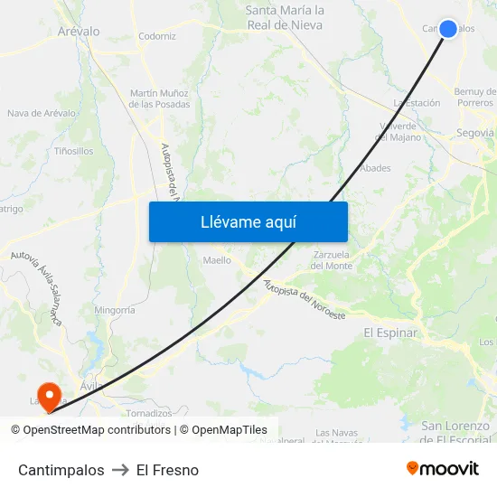 Cantimpalos to El Fresno map