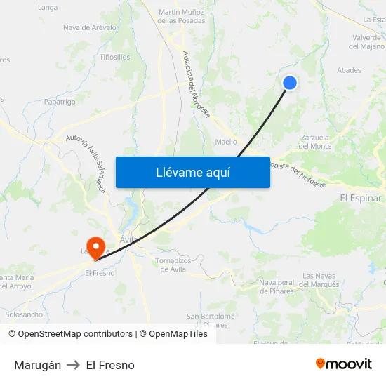 Marugán to El Fresno map